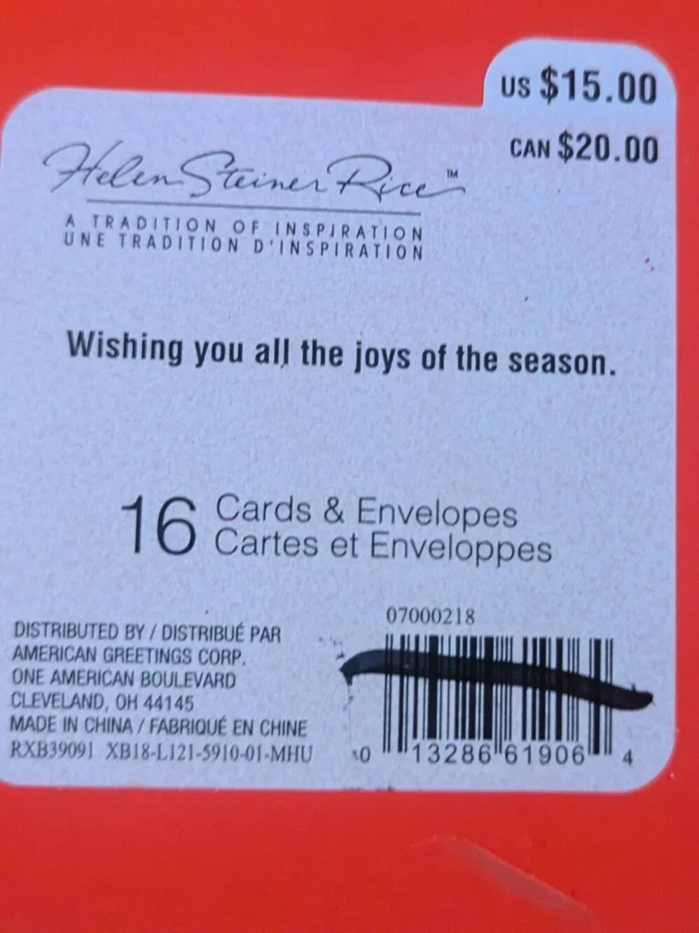 NWT 16 Red Wreath American Greetings Christmas Cards Sealed Christian Holiday